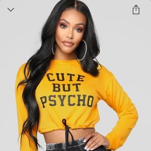 FashionNova “CUTE BUT PSYCHO” sweater (yellow) ⚠️
